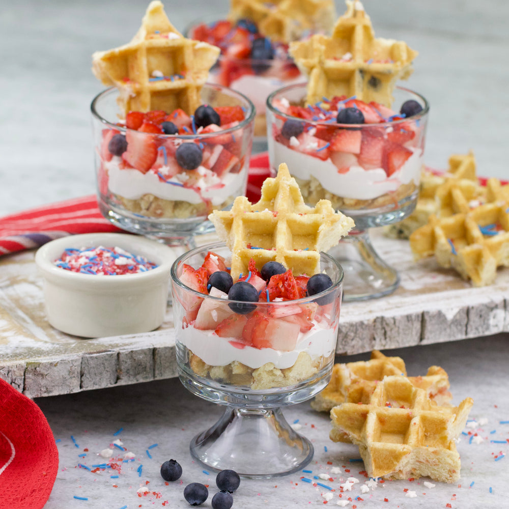 Mini Red, White and Blue Waffle Trifles